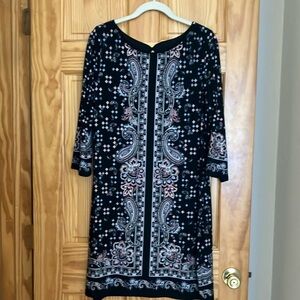 White House Black Market Elegant Black Paisley Dress, size L